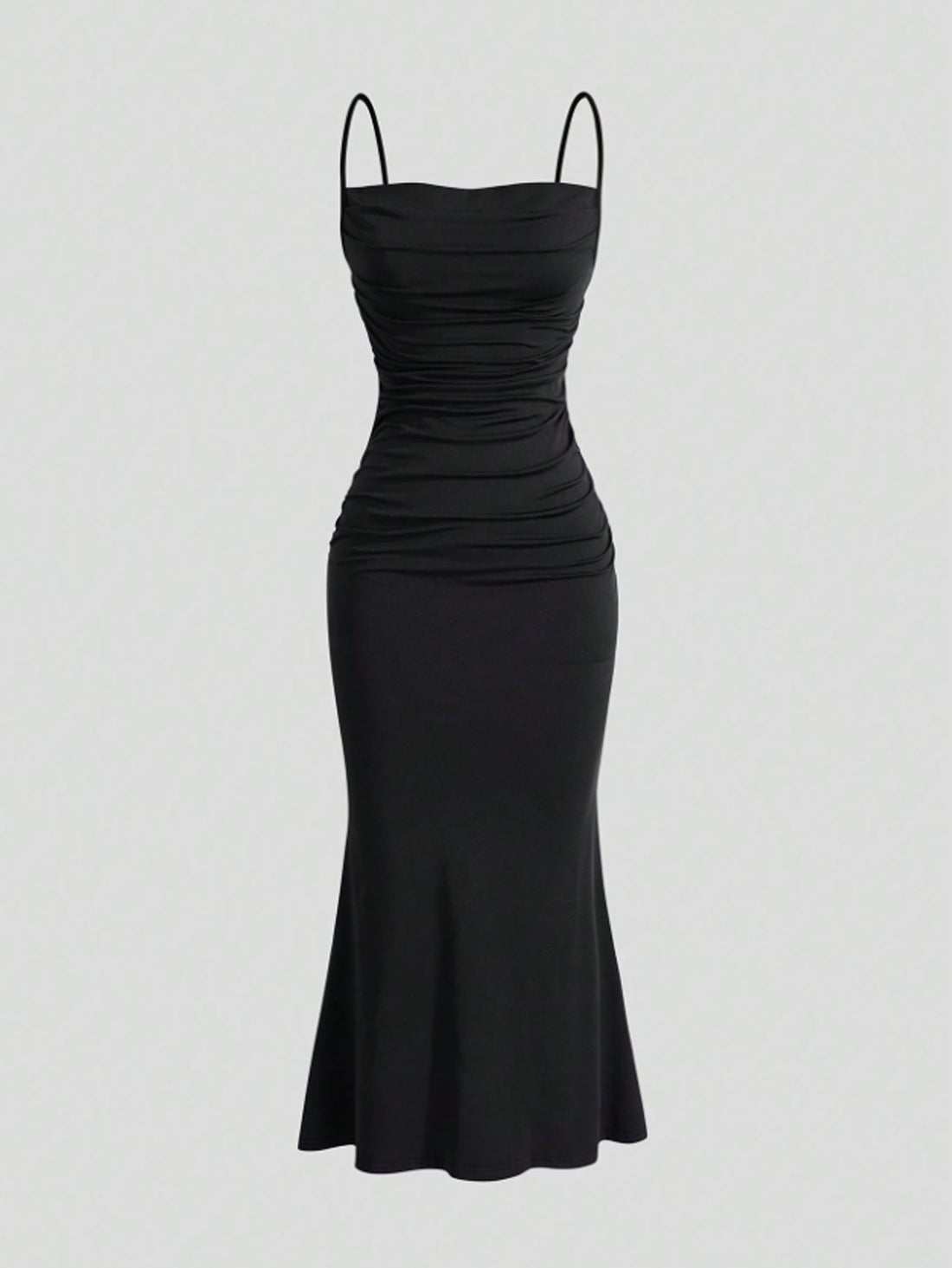 Black Ruched Bodycon Maxi Dress