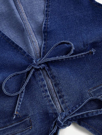 Dark Wash Denim Tie-Back Vest Top for Women