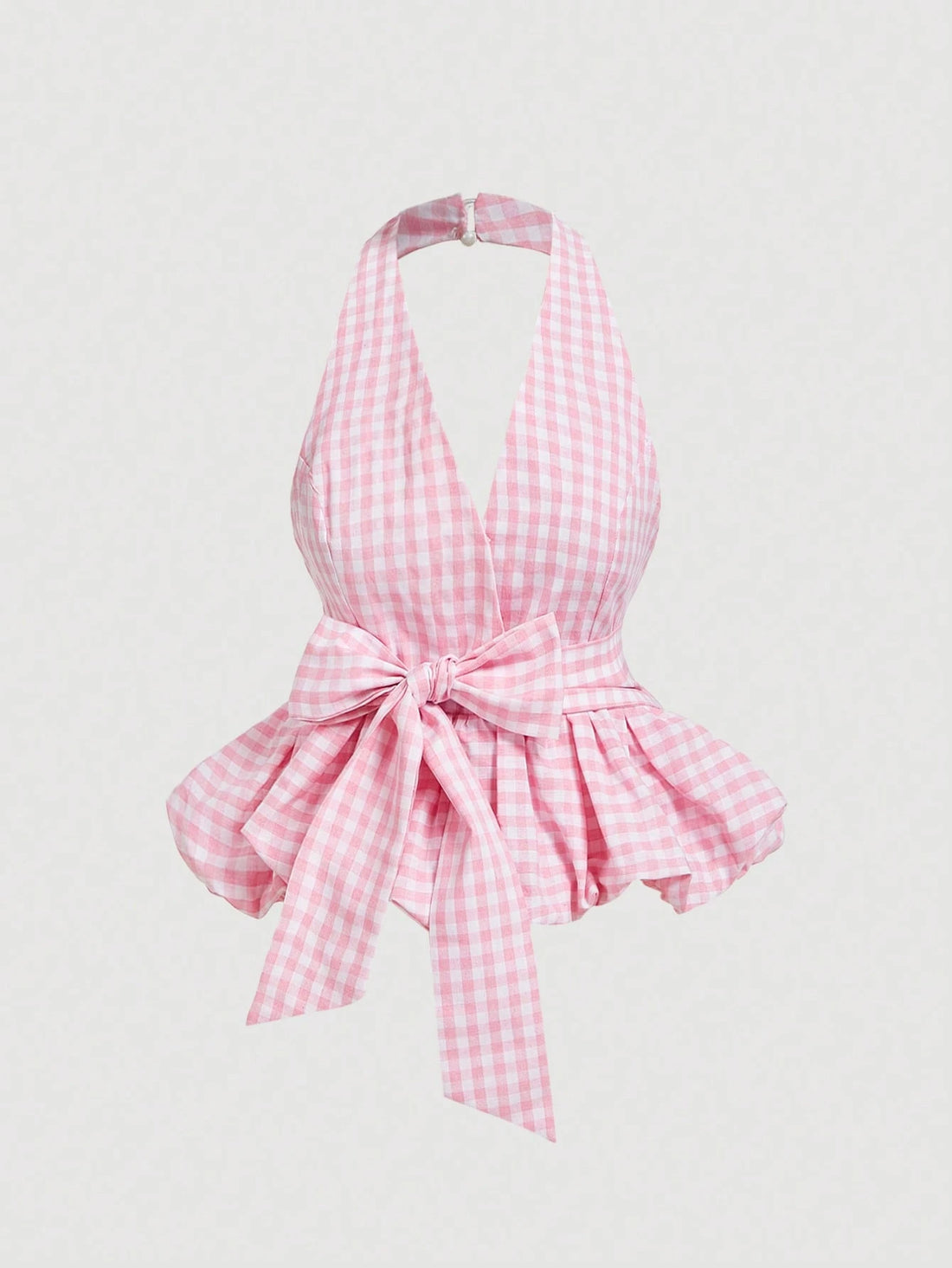 Pink Gingham Halter Top