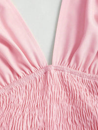 Baby Pink Halter Mini Dress for Women – Smocked Waist Tiered Flare Dress