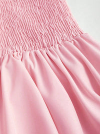 Baby Pink Halter Mini Dress for Women – Smocked Waist Tiered Flare Dress