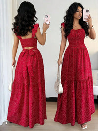 French Floral Backless Maxi Dress