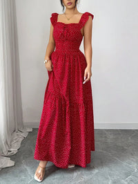 French Floral Backless Maxi Dress