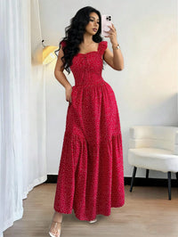 French Floral Backless Maxi Dress