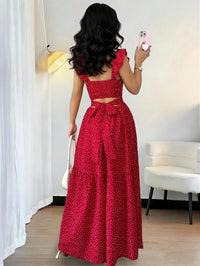 French Floral Backless Maxi Dress