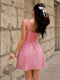 Red & White Plaid A-Line Dress