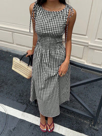 Black & White Gingham Midi Dress