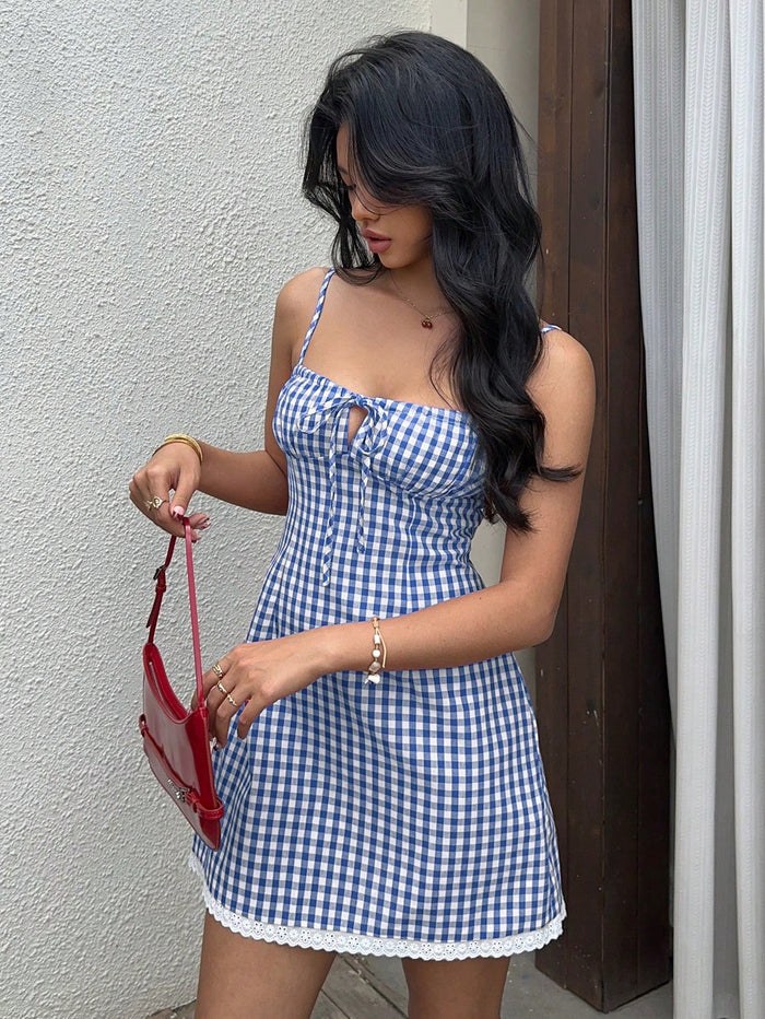 Gingham Bandeau Bodycon Dress