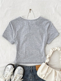 Star Print Lace-Trim Tee