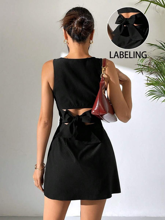 Women's Black Sleeveless Fit & Flare Mini Dress – Elegant A-Line Party Dress