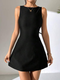 Women's Black Sleeveless Fit & Flare Mini Dress – Elegant A-Line Party Dress