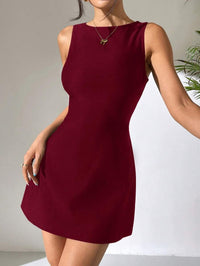 Women's Maroon Sleeveless Fit & Flare Mini Dress – Elegant A-Line Party Dress