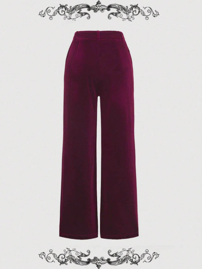 Red Velvet Straight Leg Pants