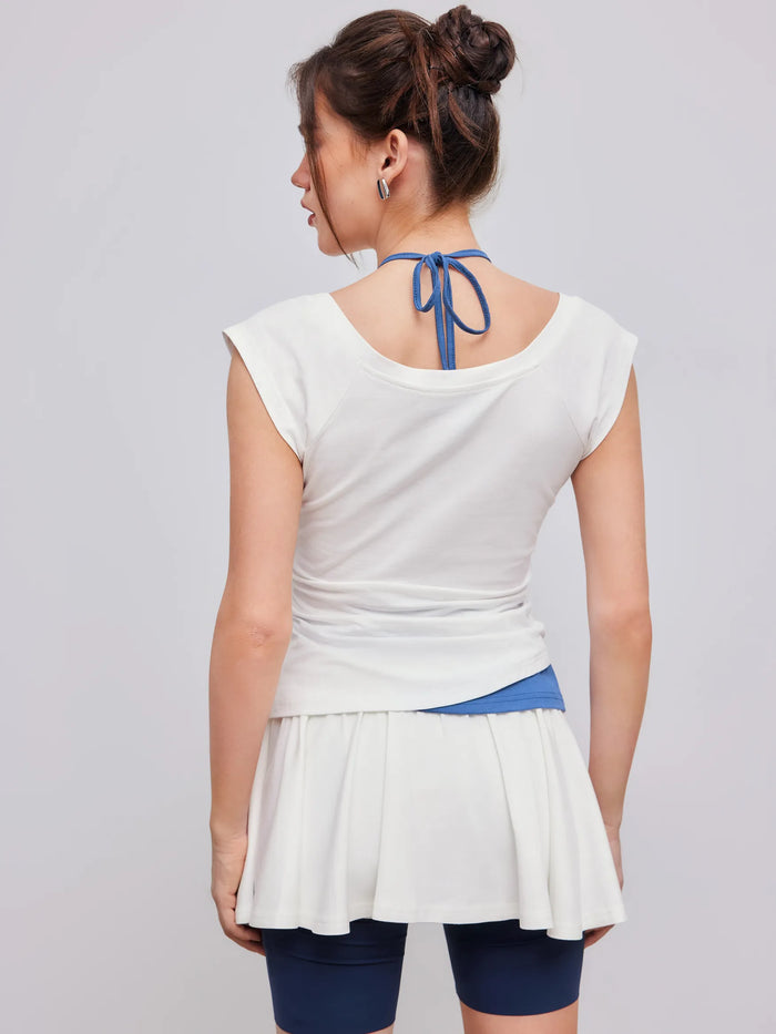 White 2-in-1 Wrap Style Peplum Top for Women