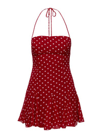 Scarlet Polka Halter Mini Dress