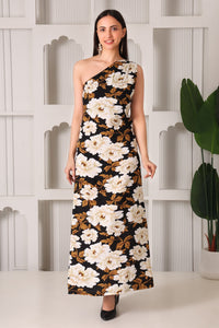 One-Shoulder Floral Maxi Dress