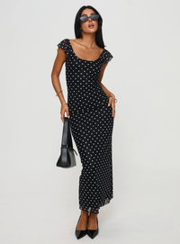 Black Polka Dot Bodycon Maxi Dress