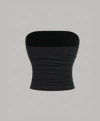 Ribbed Contrast Fold-Over Tube Top