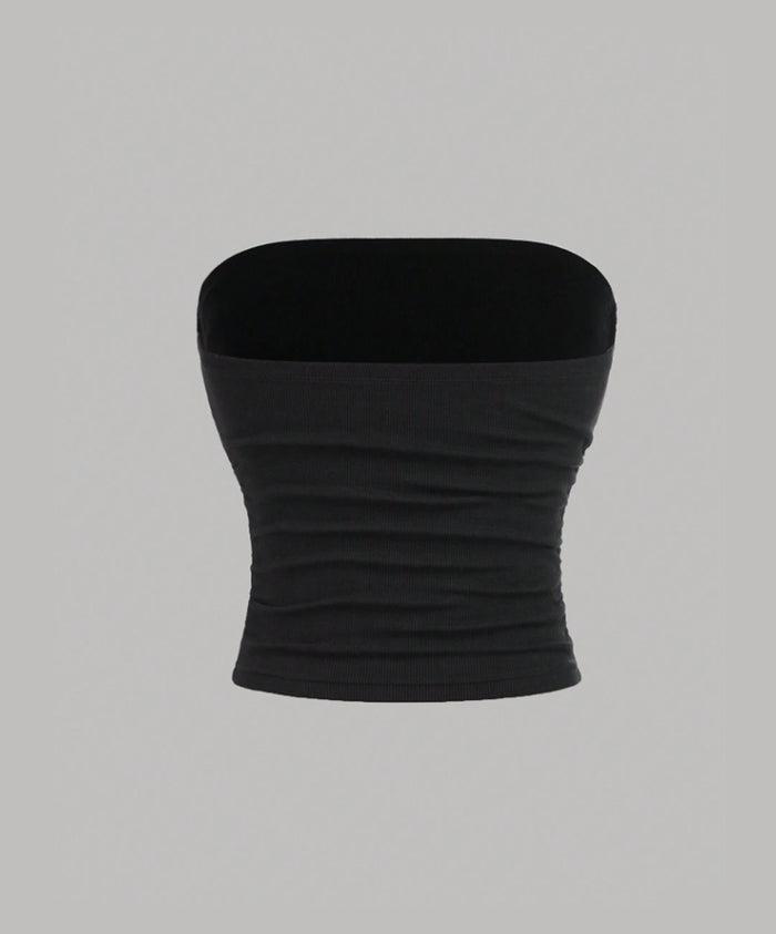 Ribbed Contrast Fold-Over Tube Top