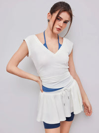 White 2-in-1 Wrap Style Peplum Top for Women