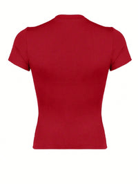Red Ribbed Crop Top with "New York Manhattan 1898" Print