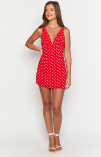 Ruby Polka V-Neck Mini Dress