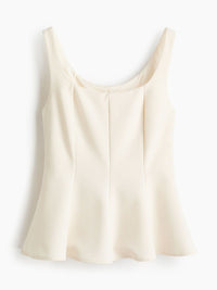 Ivory Scoop Neck Sleeveless Peplum Top