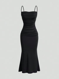 Black Ruched Bodycon Maxi Dress