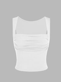 Pack Of 2 : Solid Ruched Square Neck Crop Top
