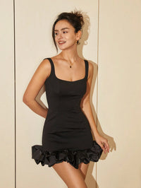 Midnight Ruffle Hem Bodycon Mini Dress