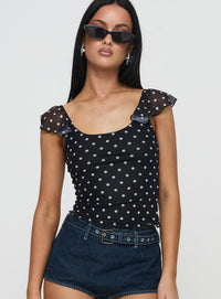 The Retro Dot: Ruffled Mesh Polka Dot Cami