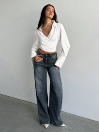 Ivory Wrap Tie-Up Crop Top