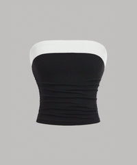 Ribbed Contrast Fold-Over Tube Top