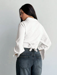 Ivory Wrap Tie-Up Crop Top