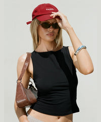 Midnight Black Boat Neck Sleeveless Top