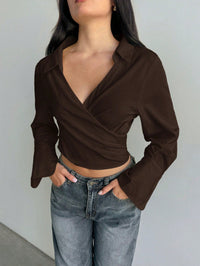 Mocha Wrap Tie-Up Crop Top