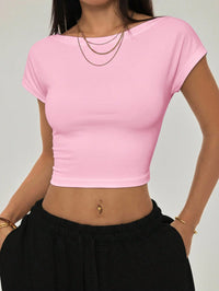 Pink Open Back Crop Top for Women
