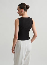 Black Sculpted Sleeveless Cut-Out Top