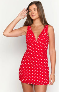 Ruby Polka V-Neck Mini Dress