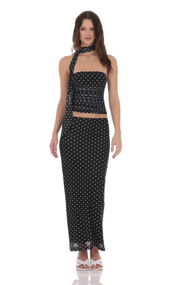 The Dot Trio: 3-Piece Mesh Maxi Co-Ord Set