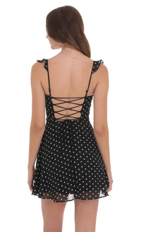Noir Polka Ruffle Mini Dress