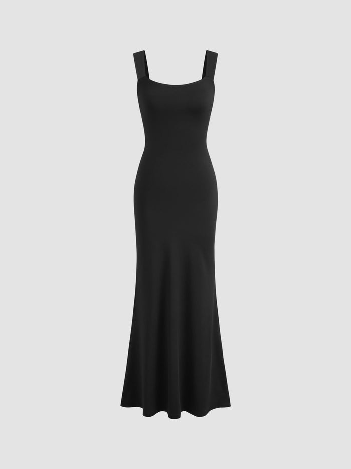 The Midnight Classic: Square-Neck Bodycon Maxi Dress