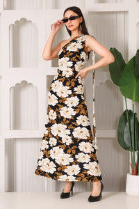 One-Shoulder Floral Maxi Dress